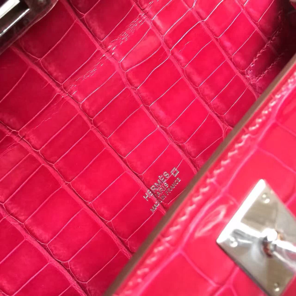 Hermes Braise Mini Kelly Pochette Gator Shine with Palladium Hardware