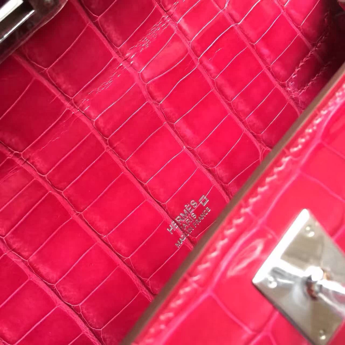 Hermes Braise Mini Kelly Pochette Gator Shine with Palladium Hardware