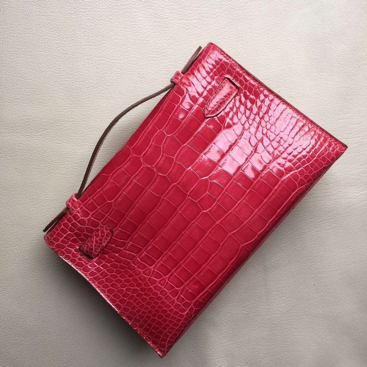 Hermes Braise Mini Kelly Pochette Gator Shine with Palladium Hardware