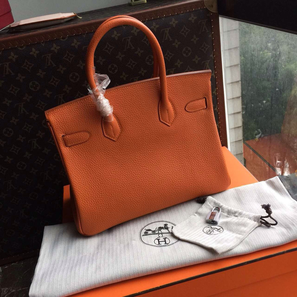 Hermes Orange Birkin Bag 30cm Togo Leather Palladium Hardware