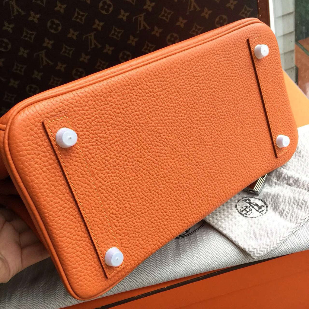 Hermes Orange Birkin Bag 30cm Togo Leather Palladium Hardware