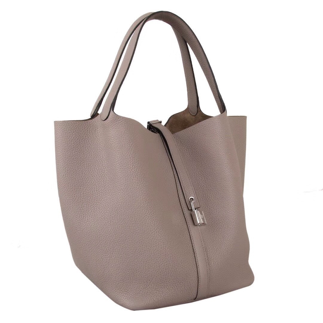 Hermes  M8 Gris Asphalte Picotin Lock GM Togo Leather Bag