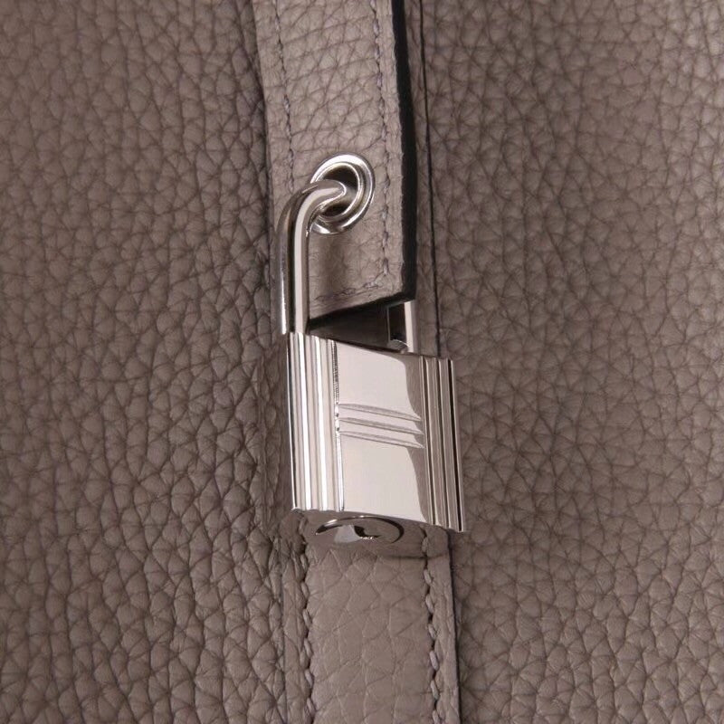 Hermes  M8 Gris Asphalte Picotin Lock GM Togo Leather Bag
