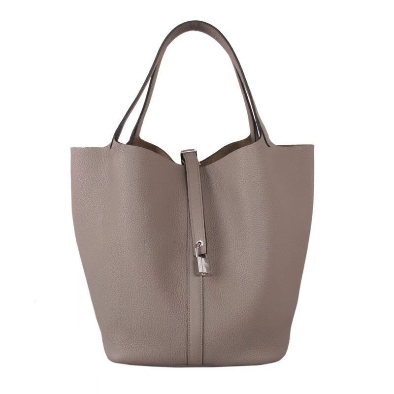 Hermes  M8 Gris Asphalte Picotin Lock GM Togo Leather Bag