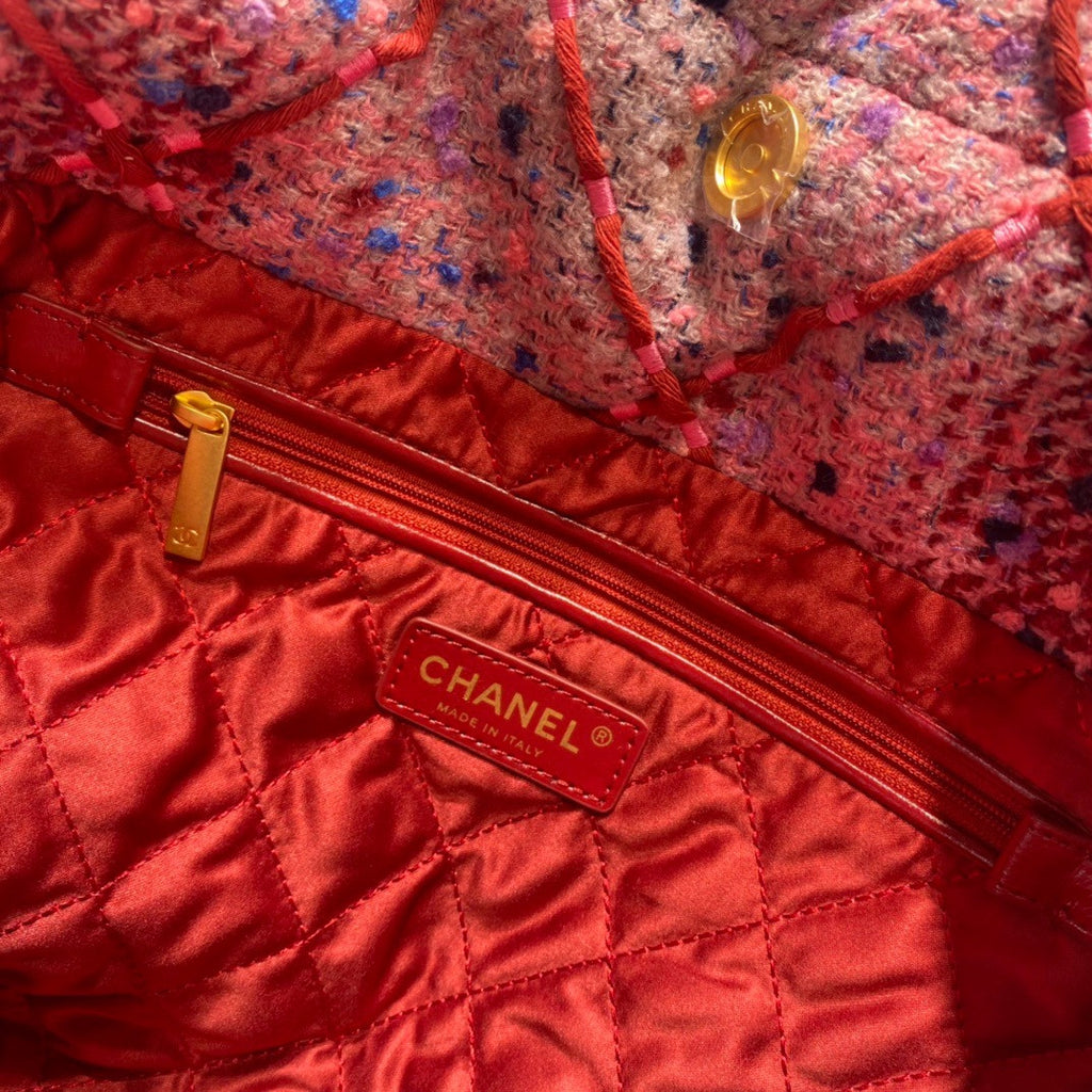 CHANEL 22 HANDBAG Wool Tweed Large  Pink