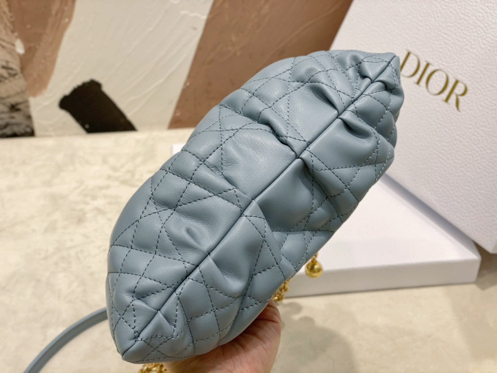 Christian Dior SMALL DIOR AMMI BAG Blue Supple Macrocannage Lambskin