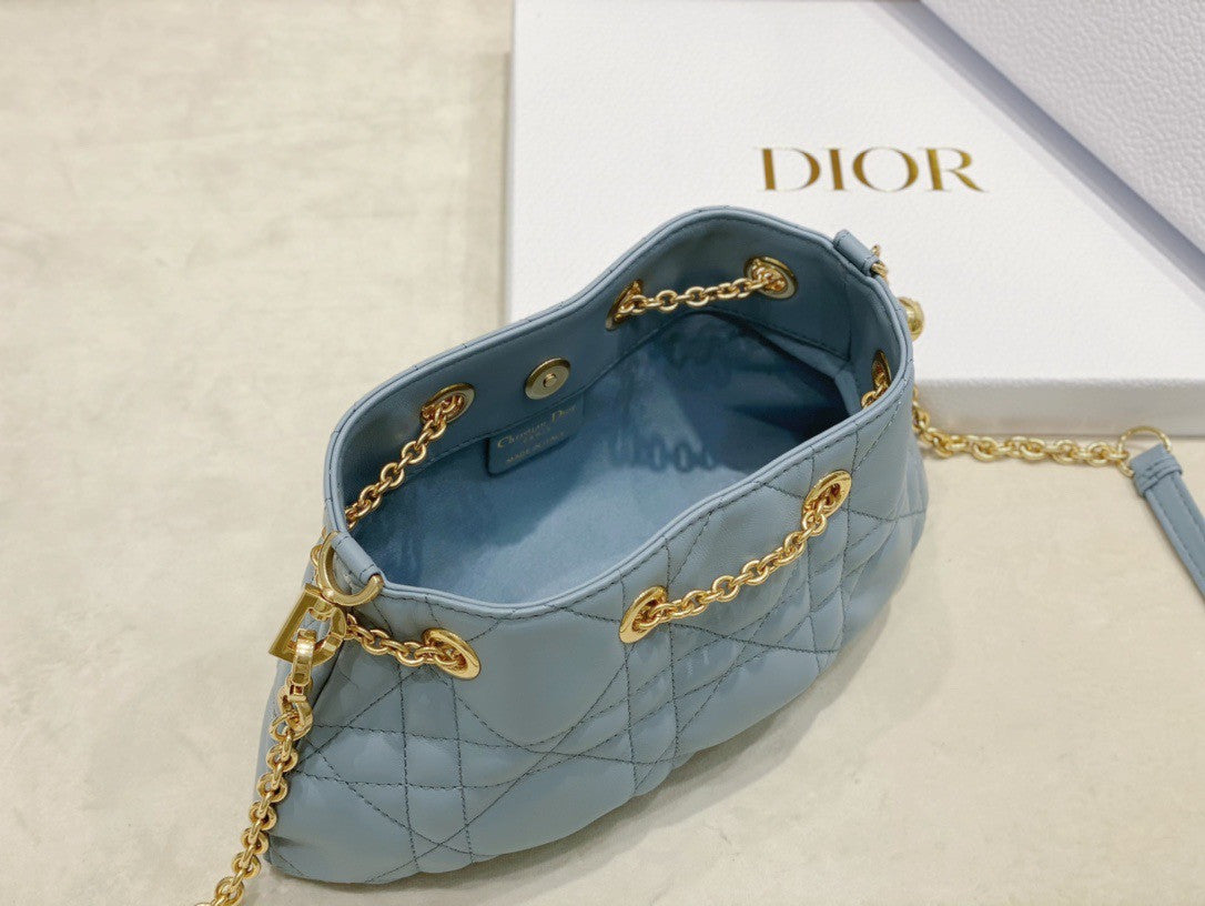 Christian Dior SMALL DIOR AMMI BAG Blue Supple Macrocannage Lambskin