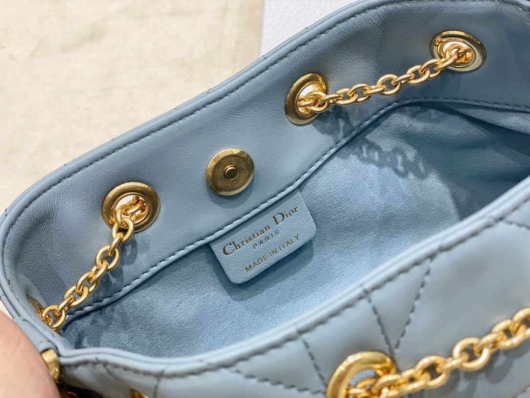 Christian Dior SMALL DIOR AMMI BAG Blue Supple Macrocannage Lambskin