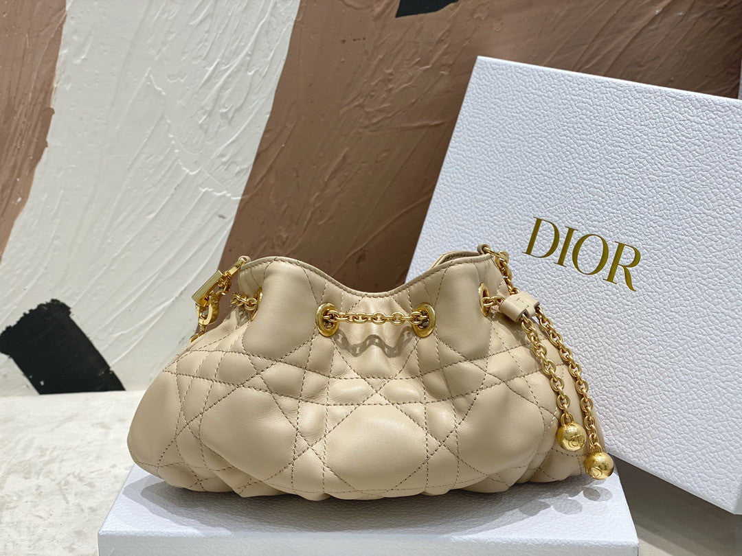 Christian Dior SMALL DIOR AMMI BAG Sand Pink Supple Macrocannage Lambskin