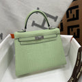 Hermes Mint Alligator KELLY 25 WITH PALLADIUM  HARDWARE