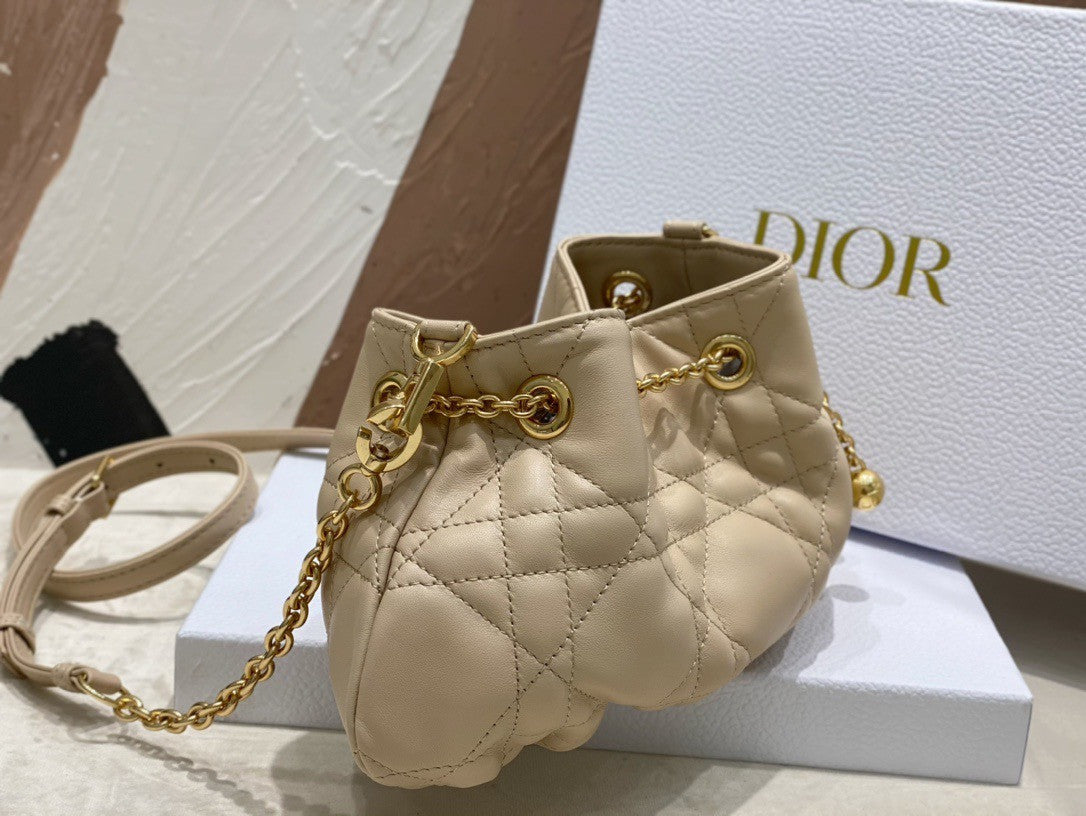 Christian Dior SMALL DIOR AMMI BAG Sand Pink Supple Macrocannage Lambskin