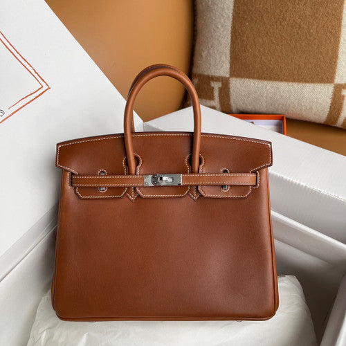 Hermes Birkin 25  Box Leather Palladium Hardware