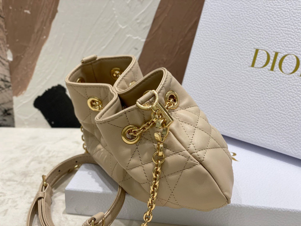 Christian Dior SMALL DIOR AMMI BAG Sand Pink Supple Macrocannage Lambskin