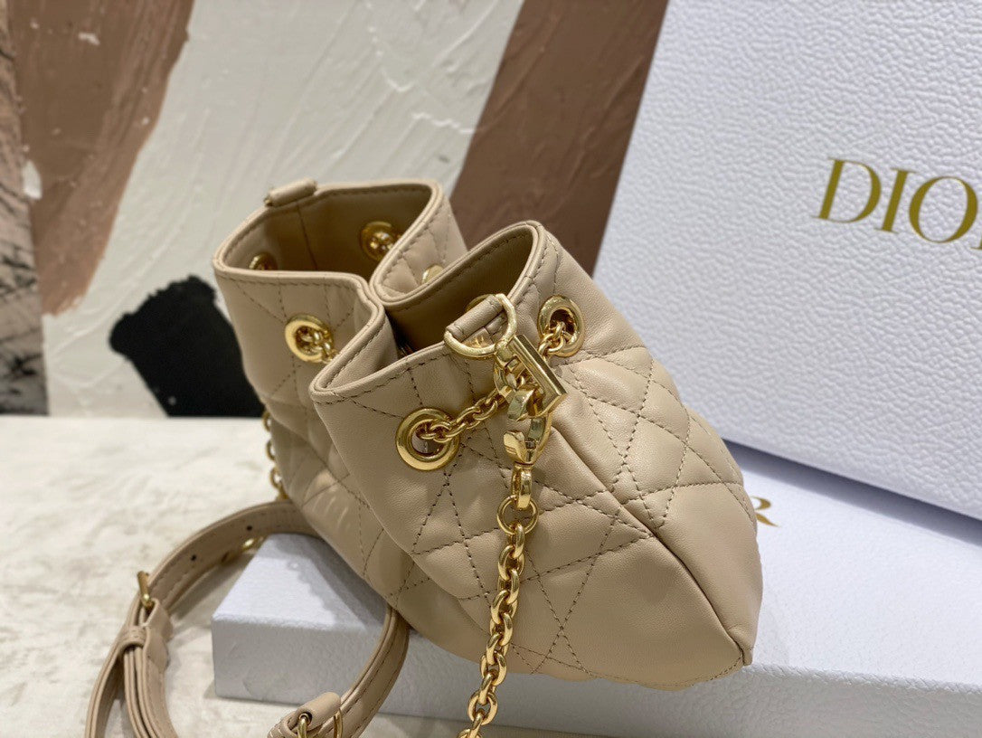 Christian Dior SMALL DIOR AMMI BAG Sand Pink Supple Macrocannage Lambskin