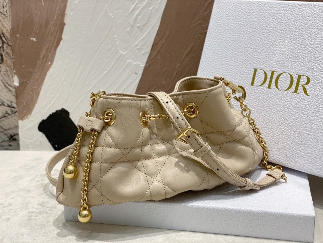 Christian Dior SMALL DIOR AMMI BAG Sand Pink Supple Macrocannage Lambskin