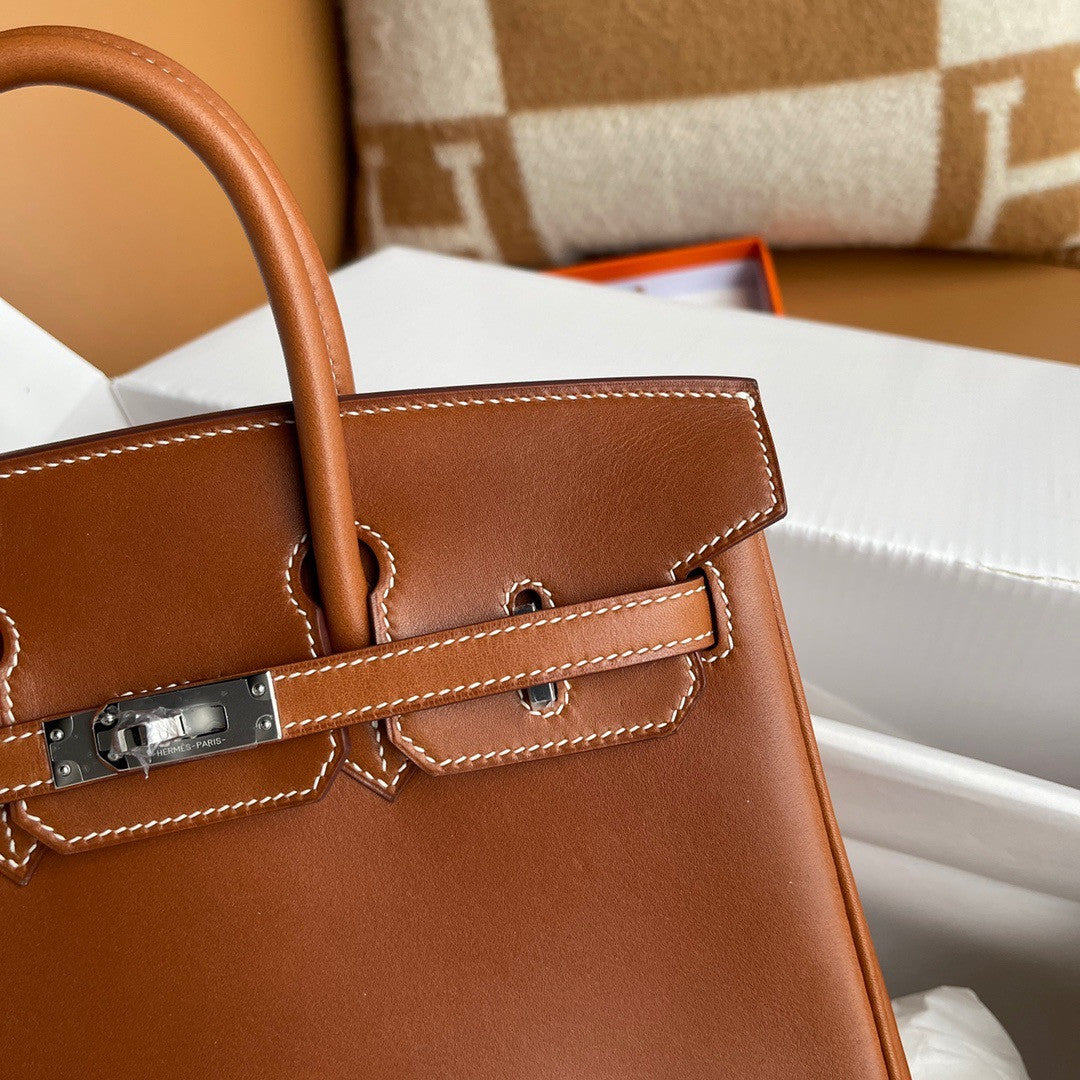 Hermes Birkin 25  Box Leather Palladium Hardware