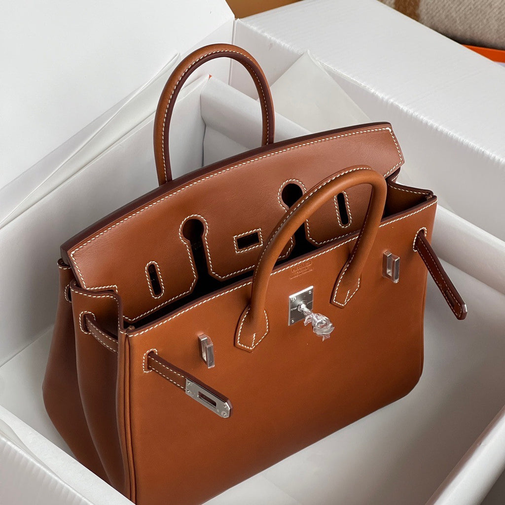Hermes Birkin 25  Box Leather Palladium Hardware
