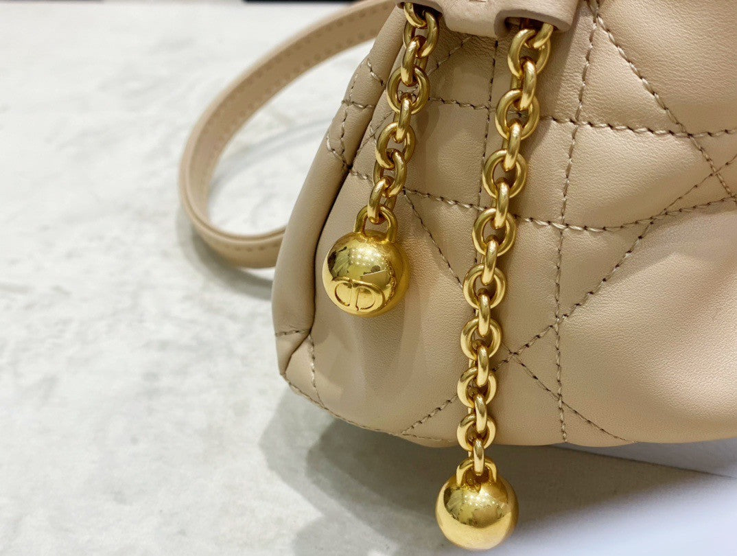 Christian Dior SMALL DIOR AMMI BAG Sand Pink Supple Macrocannage Lambskin