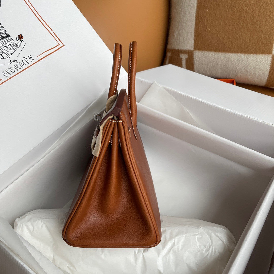 Hermes Birkin 25  Box Leather Palladium Hardware