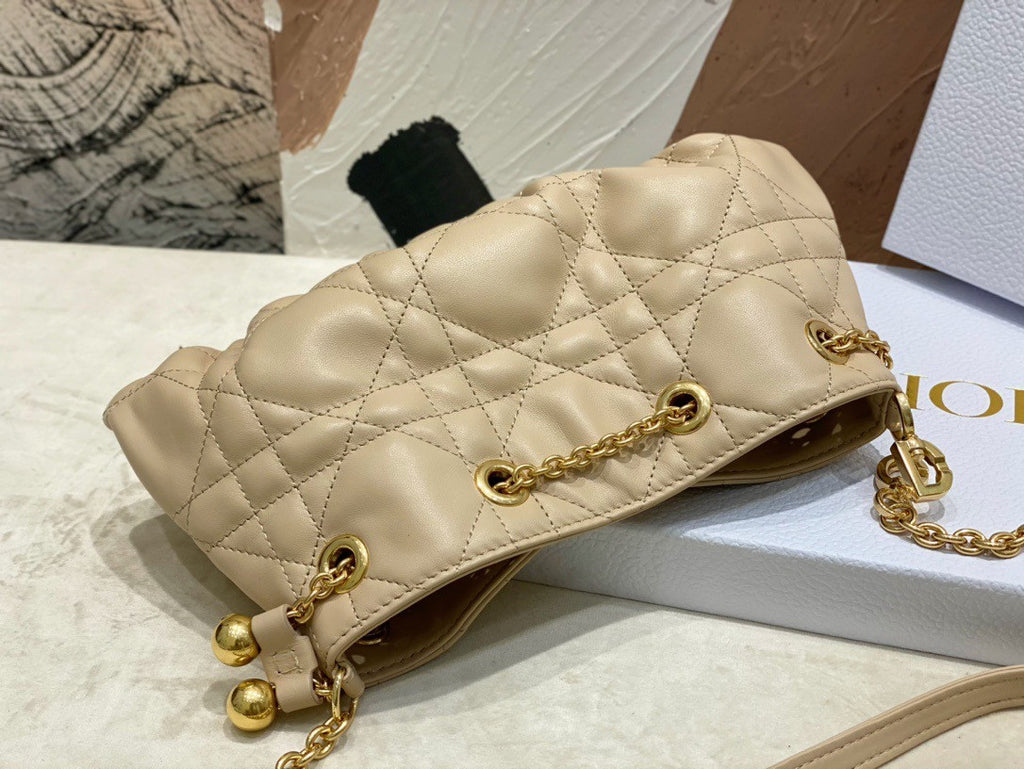 Christian Dior SMALL DIOR AMMI BAG Sand Pink Supple Macrocannage Lambskin