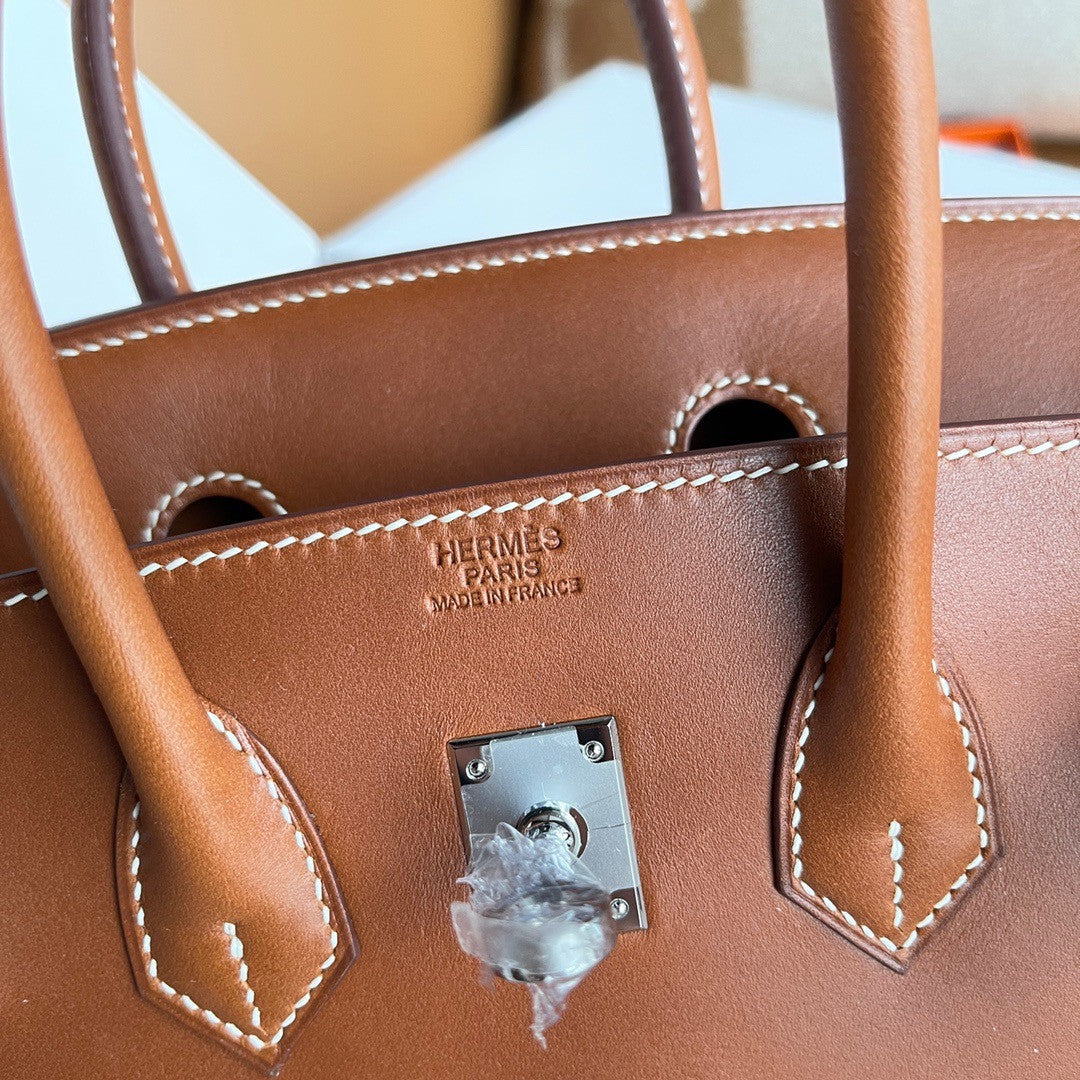 Hermes Birkin 25  Box Leather Palladium Hardware