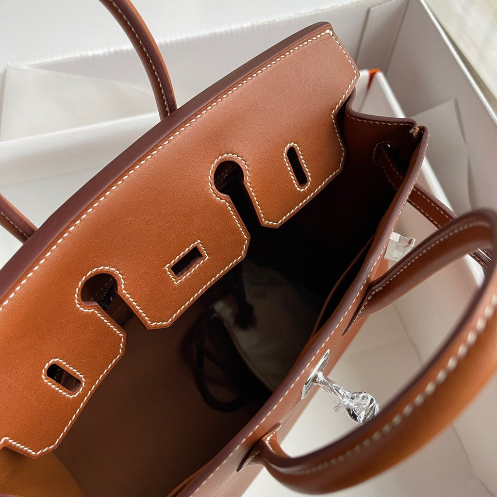 Hermes Birkin 25  Box Leather Palladium Hardware