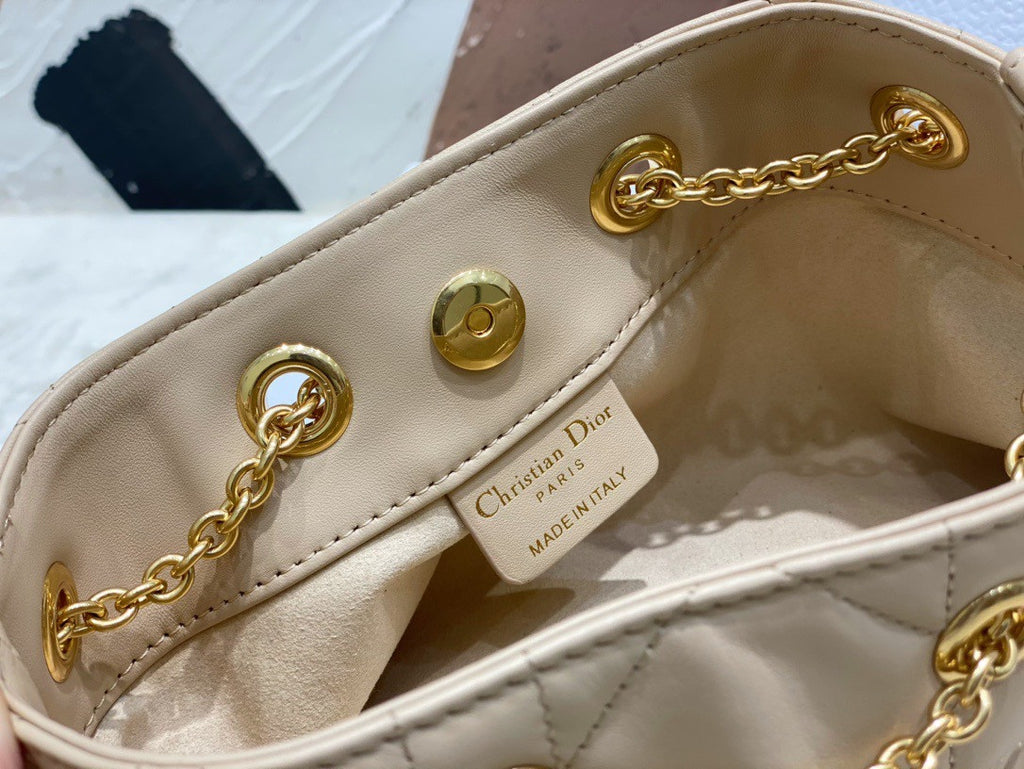 Christian Dior SMALL DIOR AMMI BAG Sand Pink Supple Macrocannage Lambskin