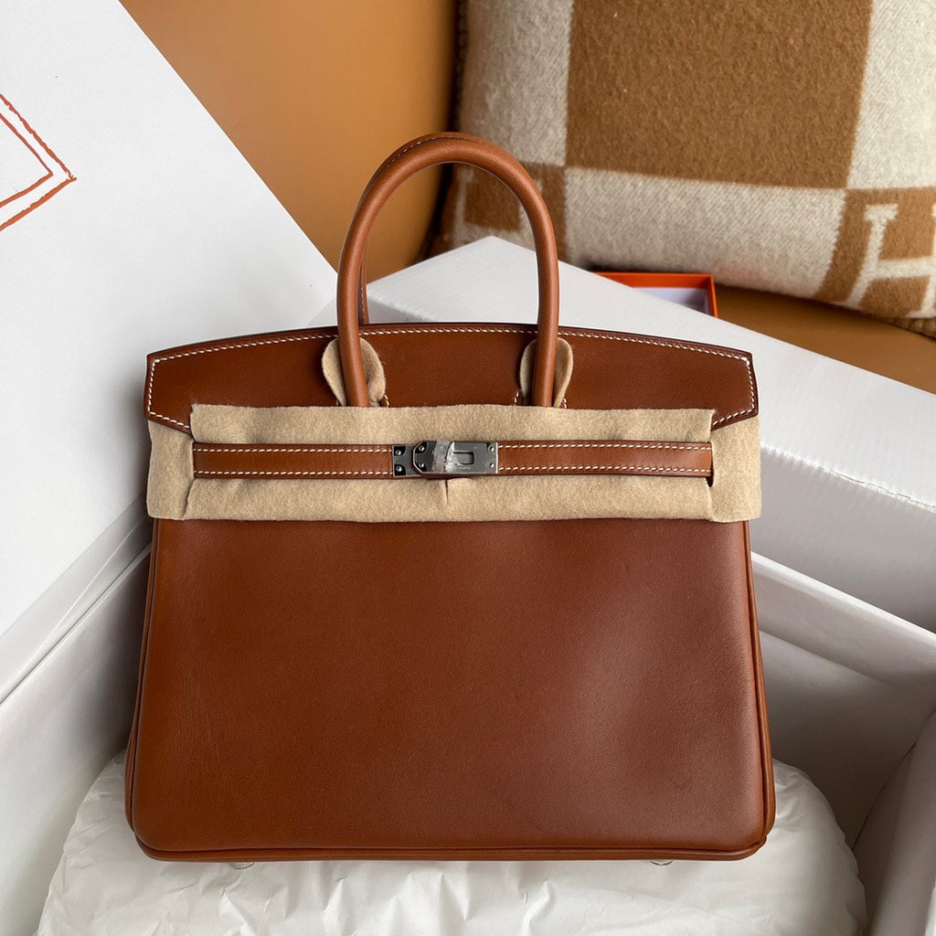 Hermes Birkin 25  Box Leather Palladium Hardware