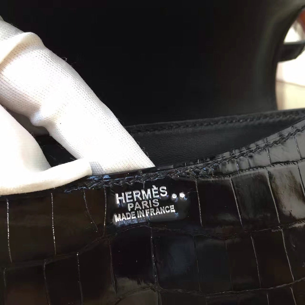 Hermes Black Constance 23 Crocodile Porosus