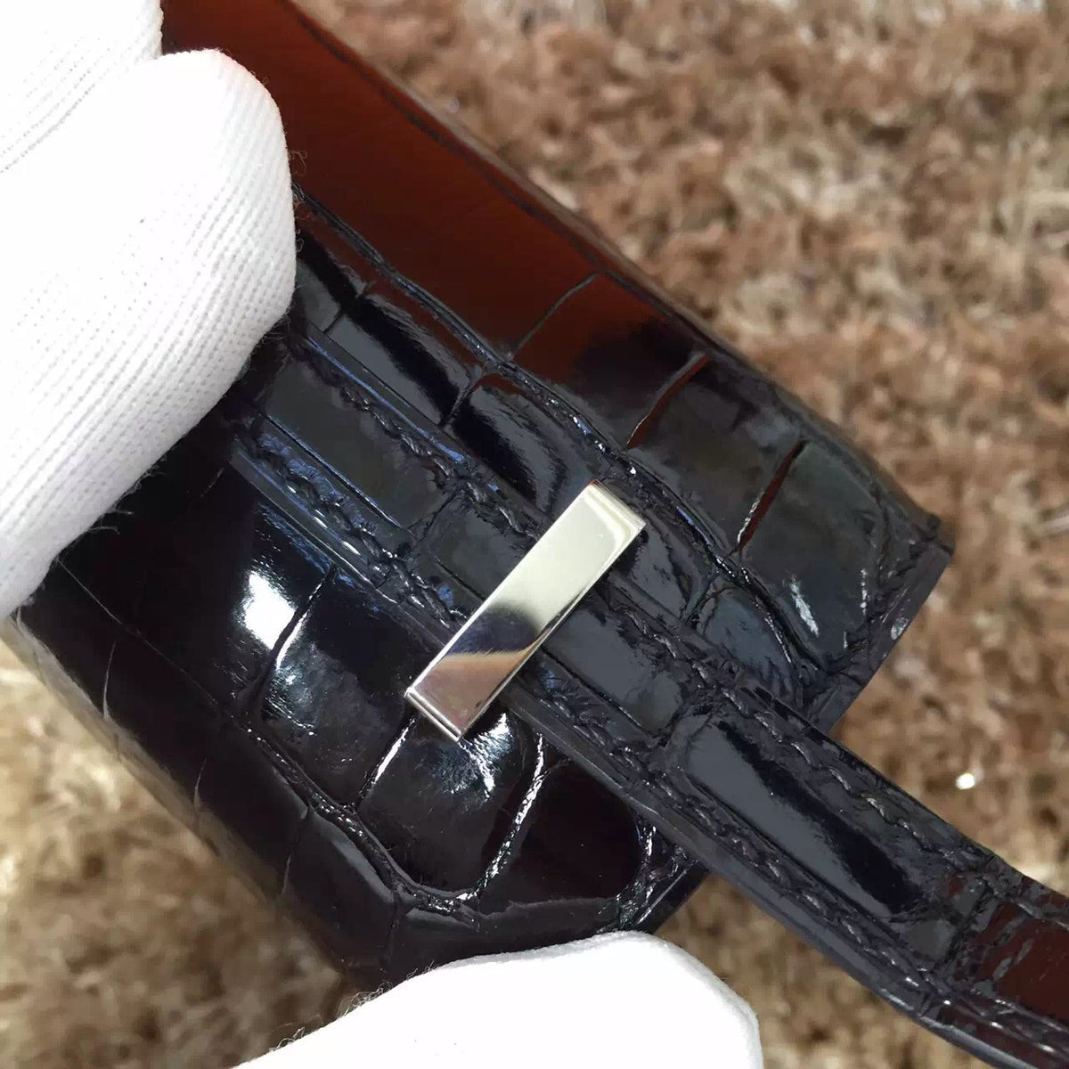 Hermes Black Constance 23 Crocodile Porosus