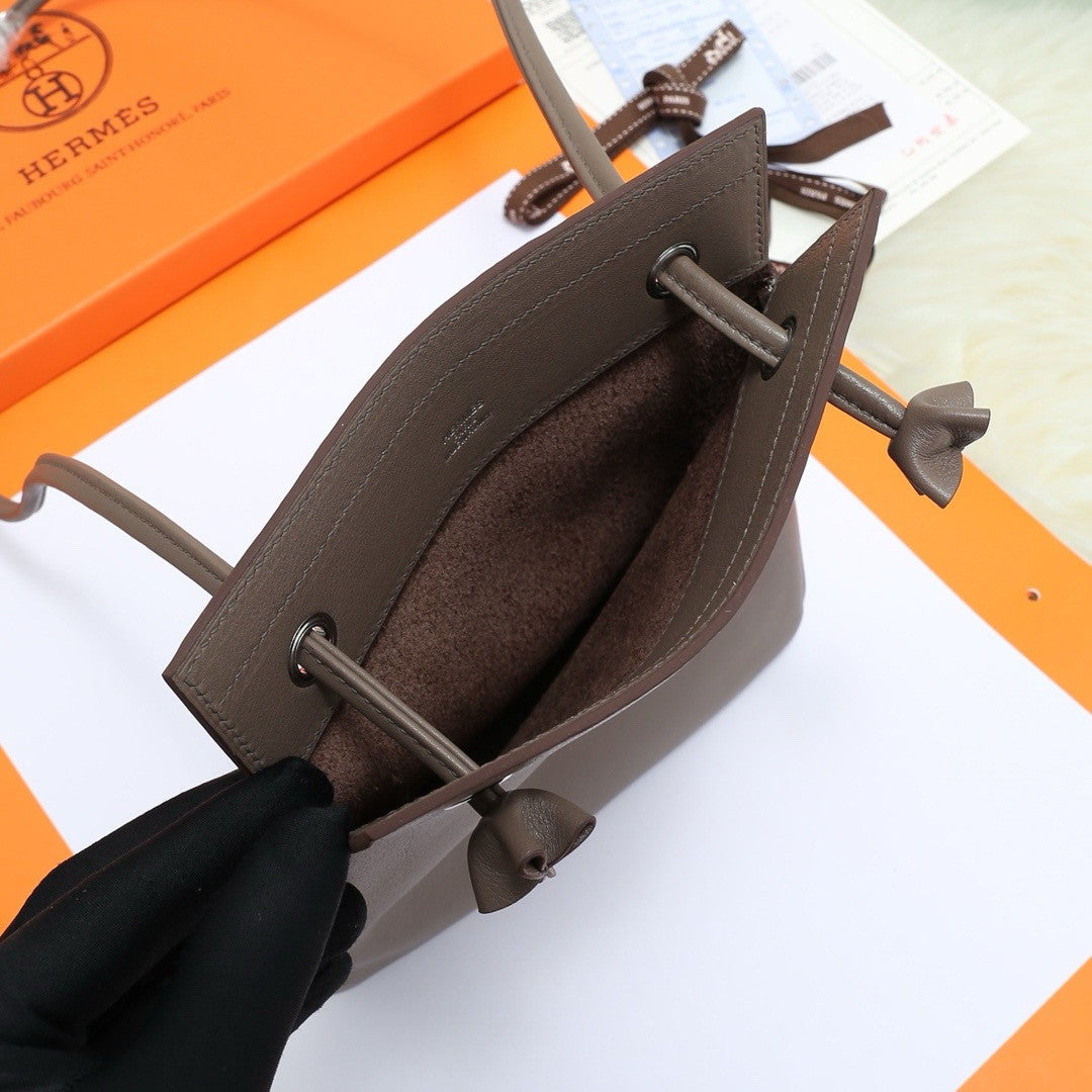 Hermès Etoupe Calfskin Mini Aline