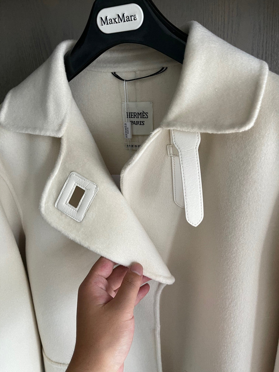 Hermes Short wrap coat White