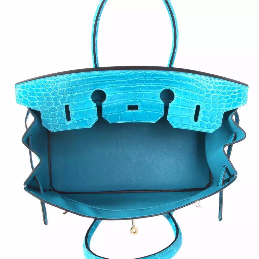 Hermes Blue Atoll 3P Niloticus  crocodile Birkin 35cm Gold Hardware