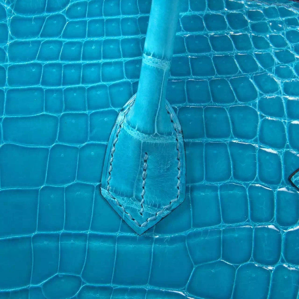 Hermes Blue Atoll 3P Niloticus  crocodile Birkin 35cm Gold Hardware
