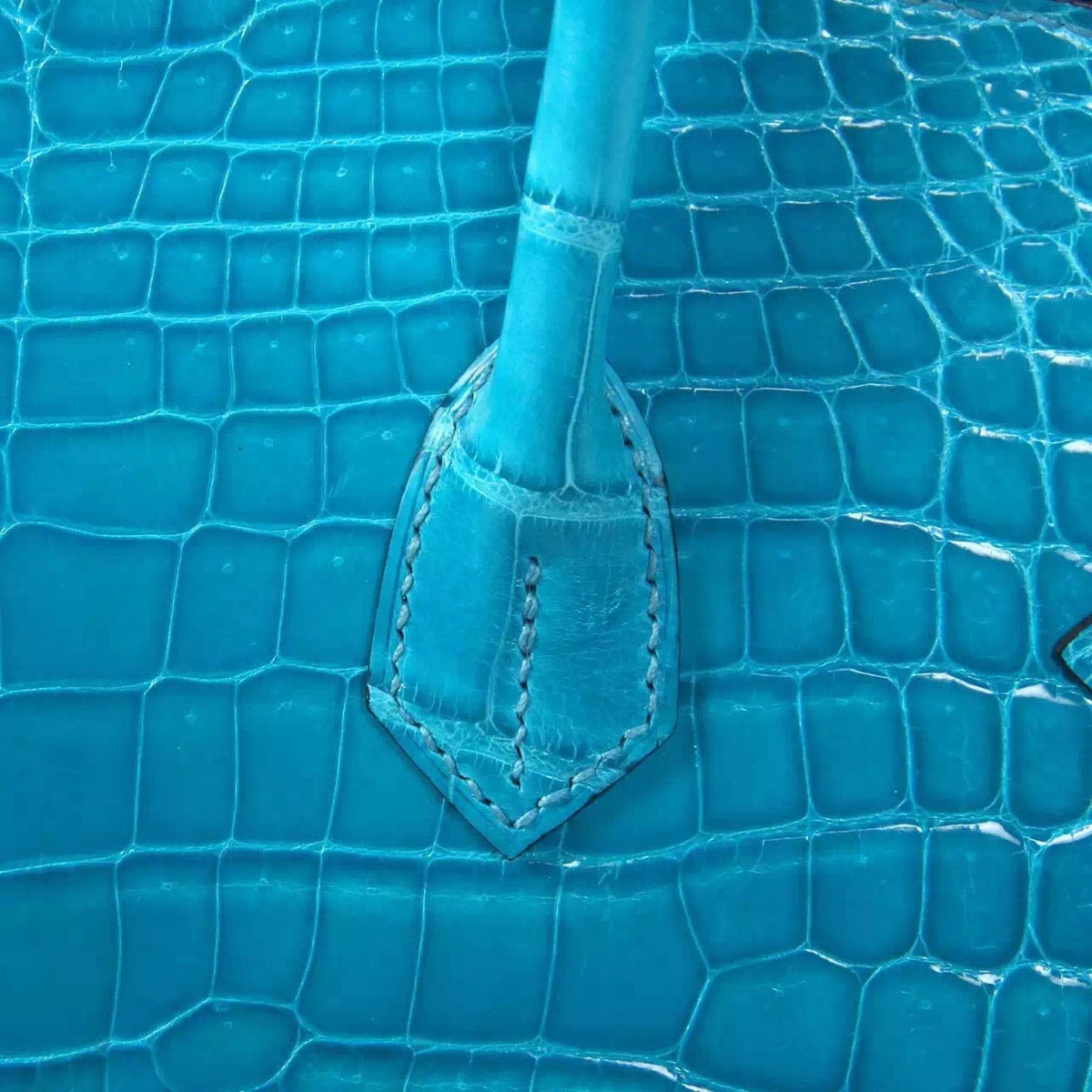 Hermes Blue Atoll 3P Niloticus  crocodile Birkin 35cm Gold Hardware