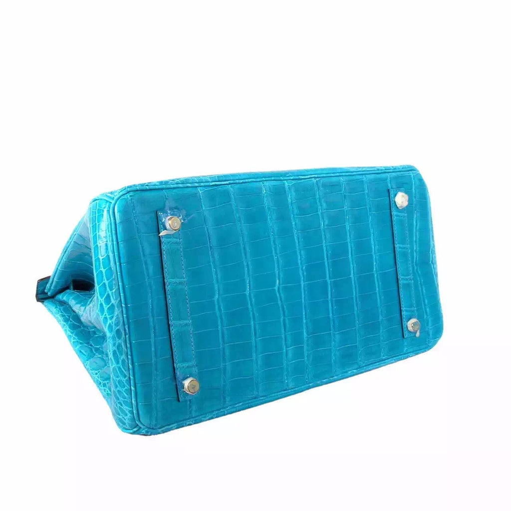 Hermes Blue Atoll 3P Niloticus  crocodile Birkin 35cm Gold Hardware