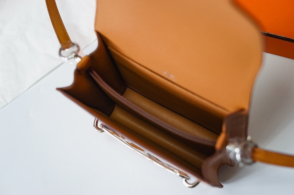 Hermès Limited Edition Roulis Mini Eperon D'or" Carmel Print Swift Calfskin Cross Body Bag