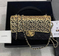 Chanel MINI EVENING BAG Wool Tweed & Gold-Tone Metal Black
