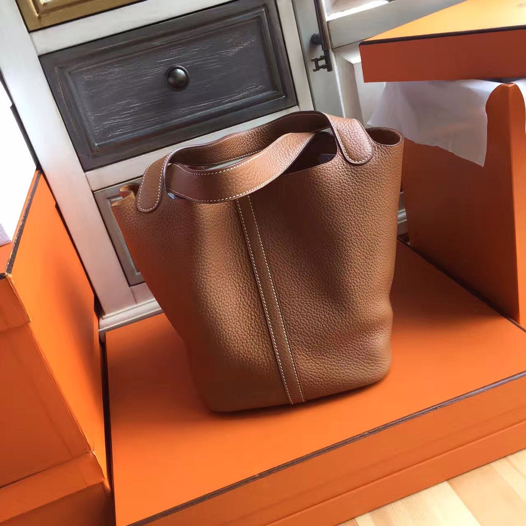 Hermes Gold Picotin Lock MM Togo Leather Bag
