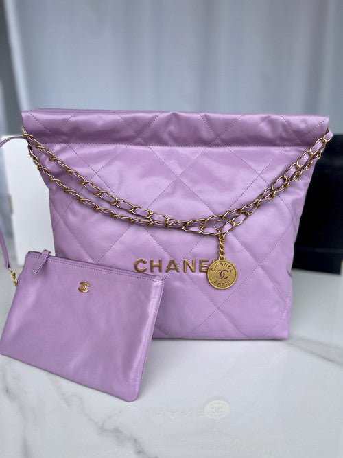 CHANEL 22 LARGE HANDBAG PURPLE