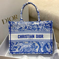 CHRISTIAN DIOR MEDIUM DIOR BOOK TOTE Fluorescent Blue Toile de Jouy Reverse Embroidery