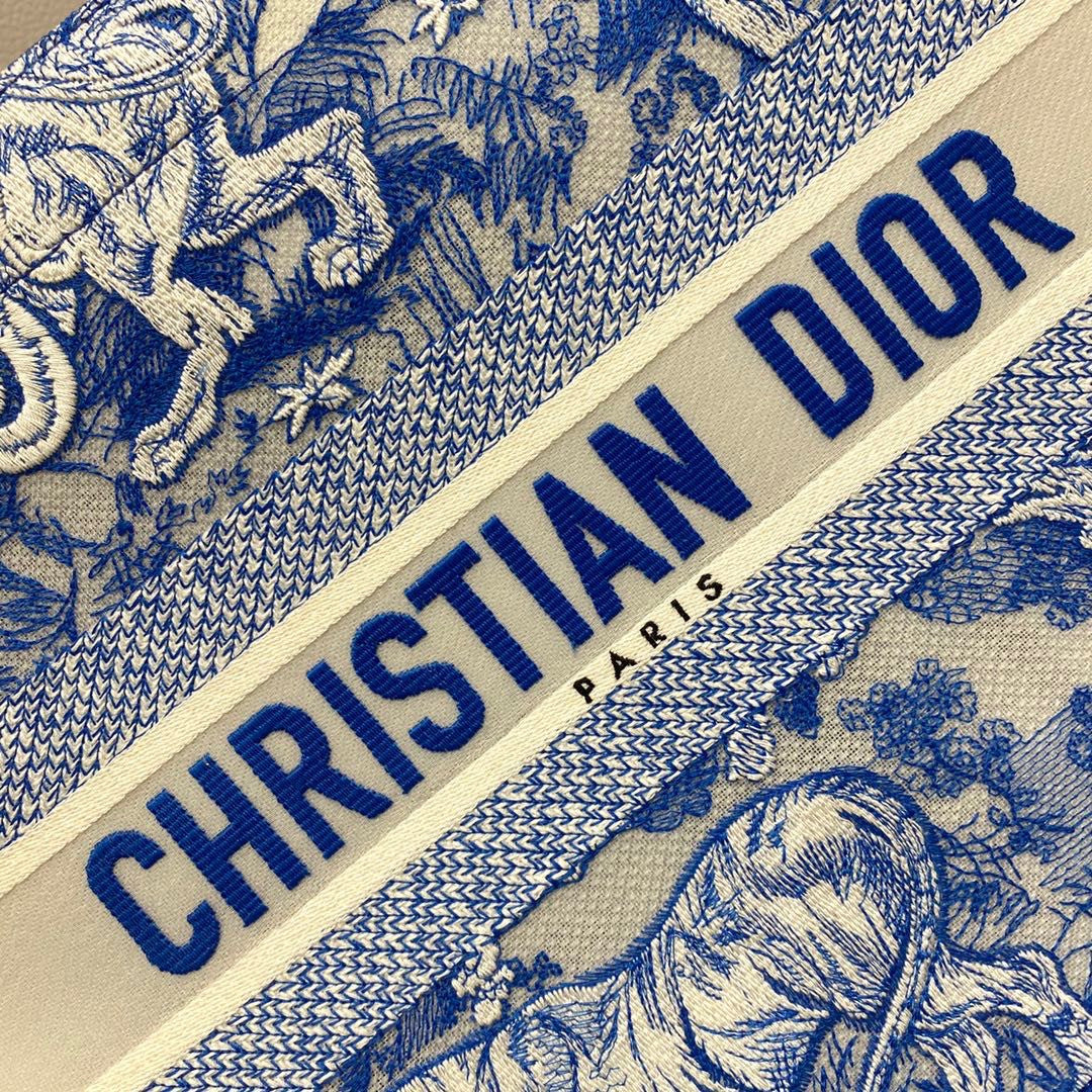 CHRISTIAN DIOR MEDIUM DIOR BOOK TOTE Fluorescent Blue Toile de Jouy Reverse Embroidery