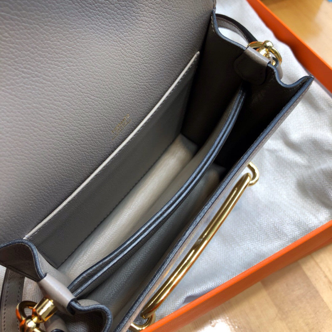 Hermes M8 Gris Asphalt  Evercolor Calfskin Mini Roulis Bag