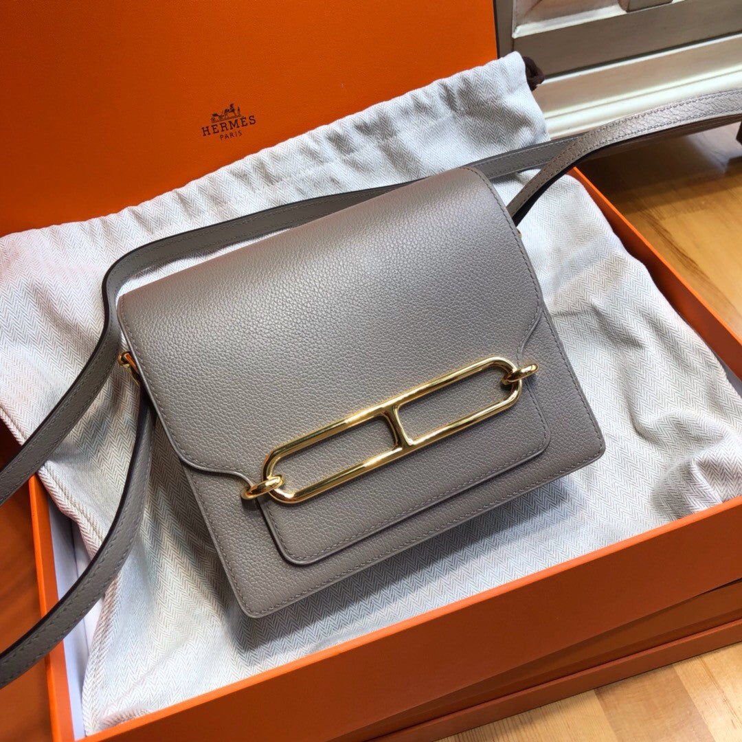 Hermes M8 Gris Asphalt  Evercolor Calfskin Mini Roulis Bag