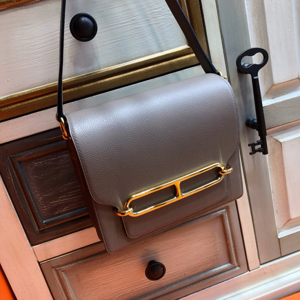 Hermes M8 Gris Asphalt  Evercolor Calfskin Mini Roulis Bag