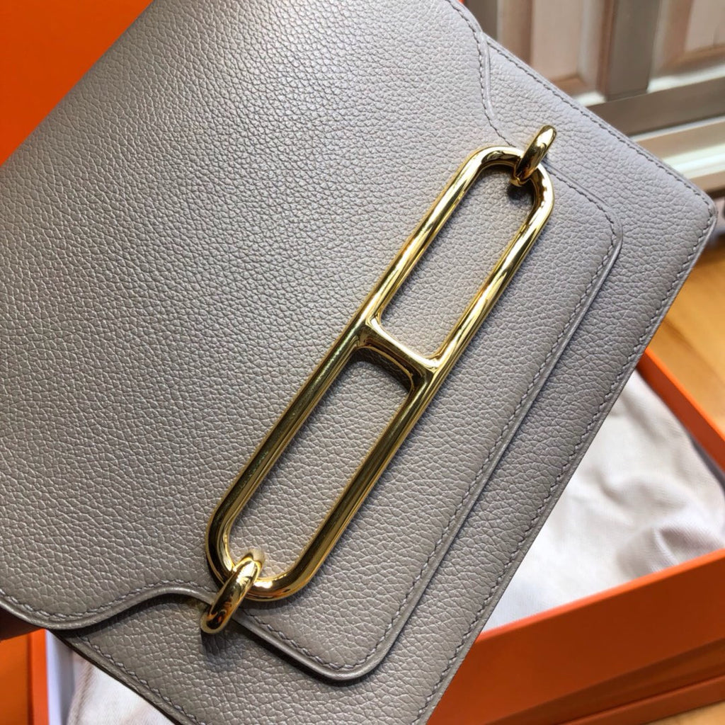 Hermes M8 Gris Asphalt  Evercolor Calfskin Mini Roulis Bag