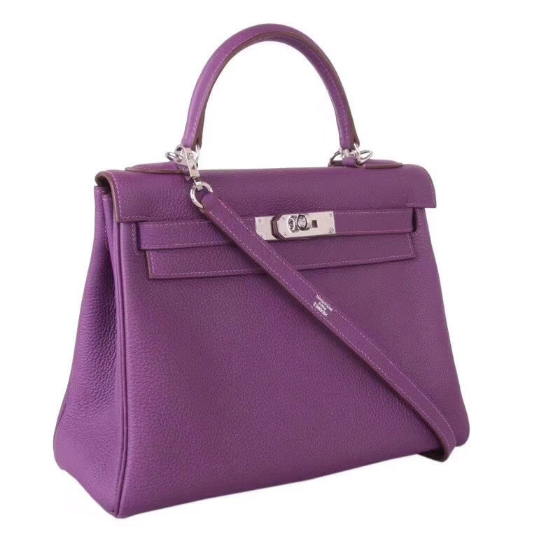 Hermès P9 Anemone Kelly 32 Epsom Palladium Hardware