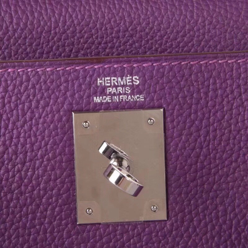 Hermès P9 Anemone Kelly 32 Epsom Palladium Hardware