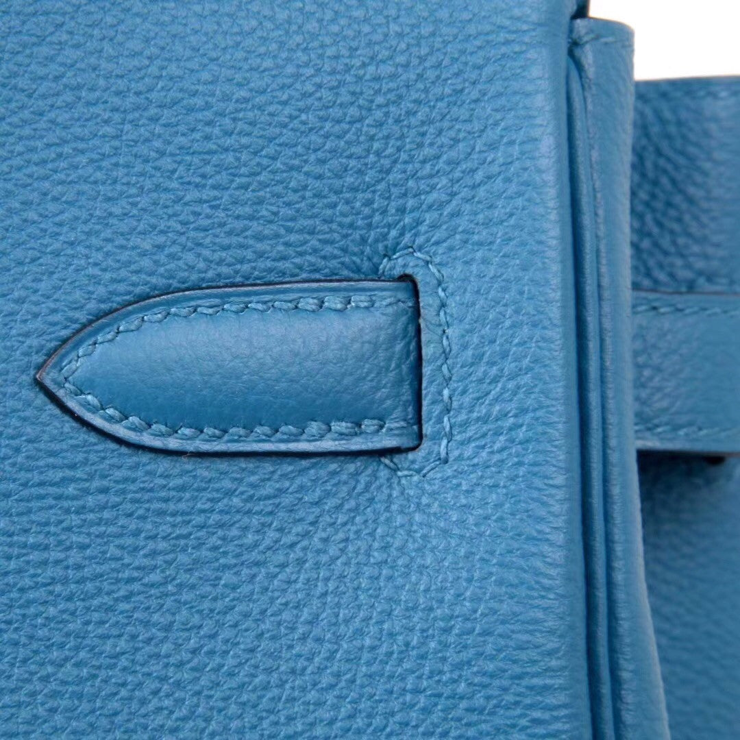 Hermès  75 Blue Jean 35  Togo Leather Gold Hardware