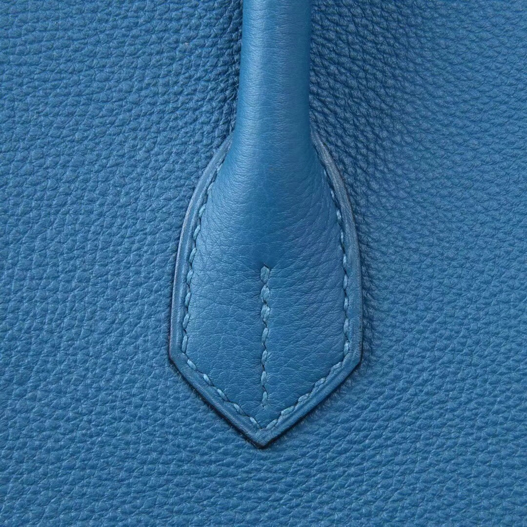 Hermès  75 Blue Jean 35  Togo Leather Gold Hardware